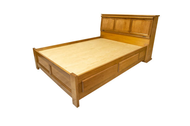 istock wooden double bed isolated on white background 1050417152