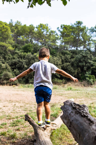 istock Cute child in the woods playing alone 1050423604