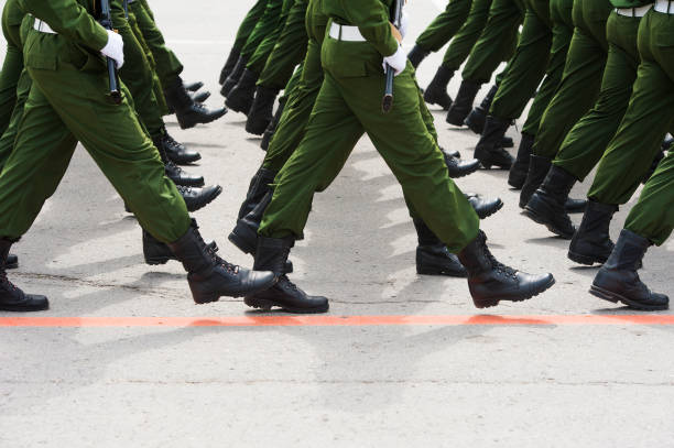 Szczecin, Poland - June 27, 2013: Soldiers of Polish army on farewell military parade  waiting for order to leaving to Afghanistan, Szczecin, Poland