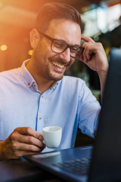 istock Businessman working at cafe 1050437508