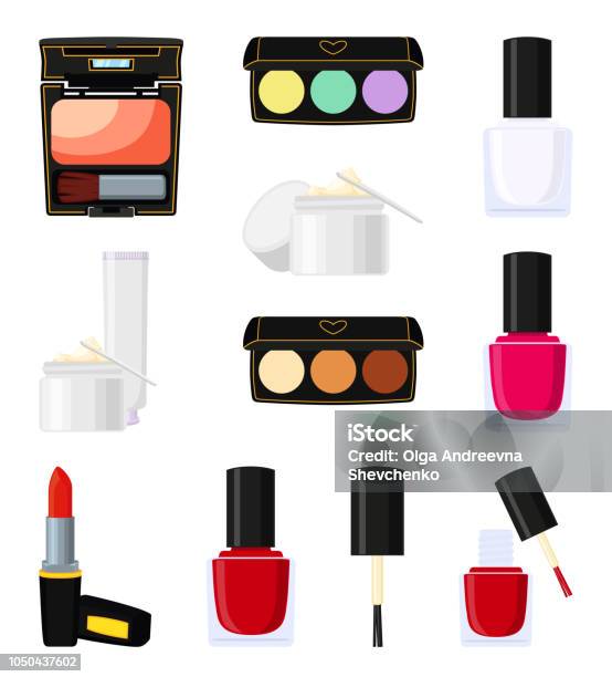 11 Colorful Cartoon Make Up Elements Stock Illustration - Download Image Now - Cartoon, Beauty, Black Color