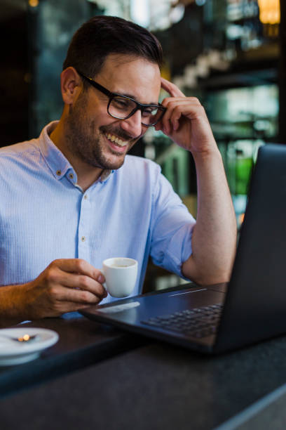 istock Businessman working at coffee shop 1050437606