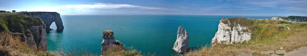 istock Panoramic view of the cliffs and the Aiguille d'Etretat 1050440004