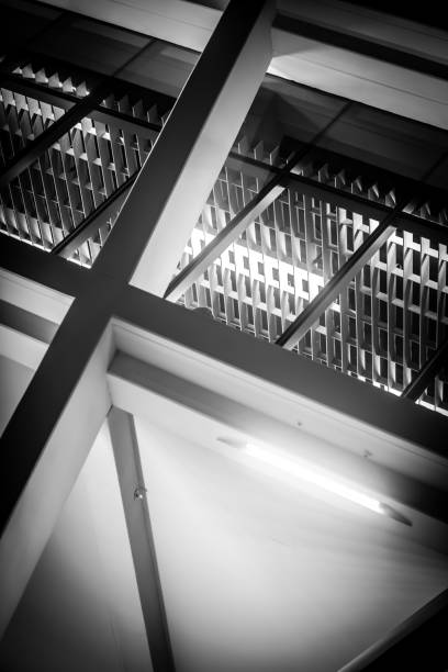istock Abstract Inside View Of Modern Black And White Building 1050440300