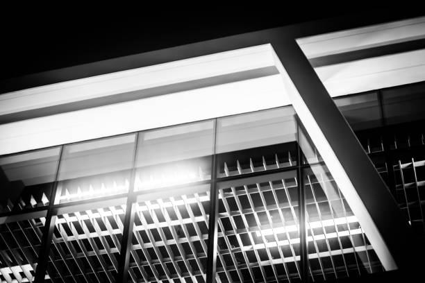 istock Black And White Inside View Of Beautiful Modern New Office Building 1050440318