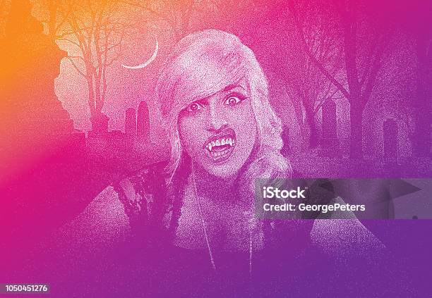 Beautiful Female Vampire With Funny Expression Stock Illustration - Download Image Now - Adult, Adults Only, Animal Body Part