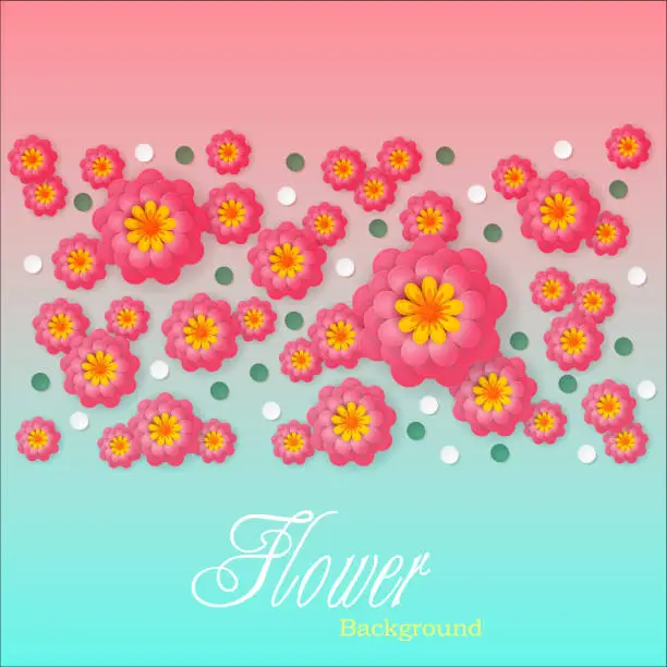 Vector illustration of Floral Pattern Background with paper-cut style