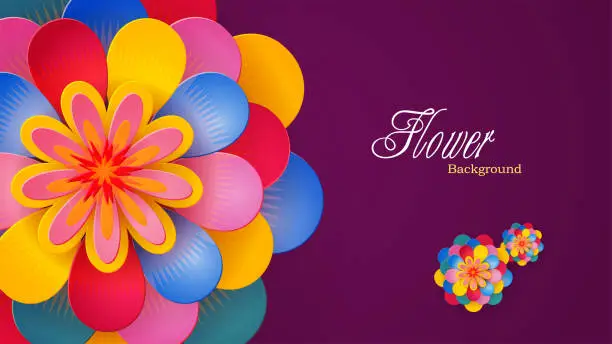 Vector illustration of Colorful Floral Background with paper-cut style