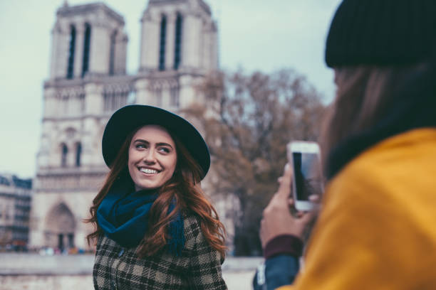 istock Best friends taking photos in Paris 1050459082
