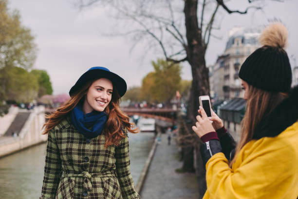 istock Best friends taking photos in Paris 1050459088