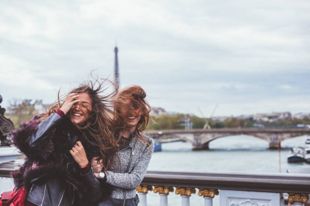 Best friends having fun in Paris