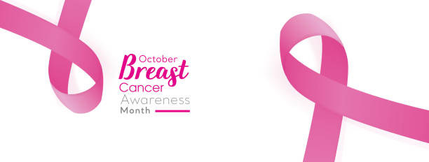 istock Breast cancer awareness campaign banner background with pink ribbon 1050482576