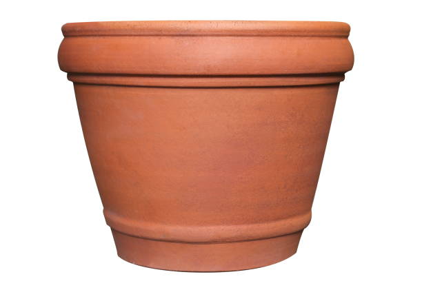 terracota arcilla pote envase aislado sobre fondo blanco - terra cotta pot fotografías e imágenes de stock