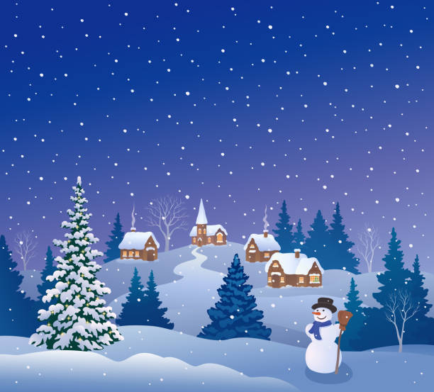Snowy Christmas Eve Stock Illustration - Download Image Now - Christmas,  Backgrounds, Blizzard - iStock