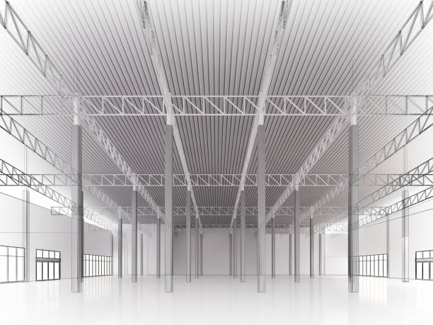 istock sketch design of interior warehouse, 3d rendering 1050497902