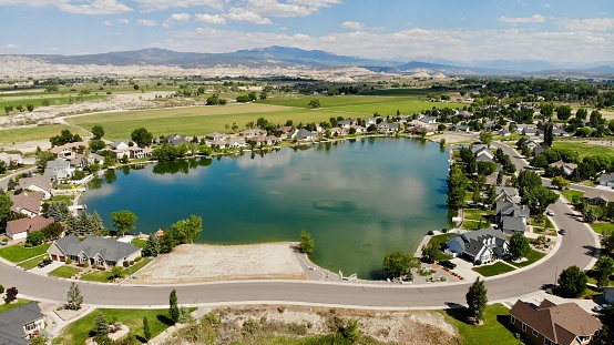 This is an aerial shot, taken by drone near the private lake known locally as 