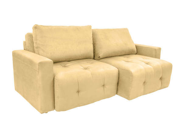 istock Three seats cozy color fabric sofa isolated on white background 1050526174