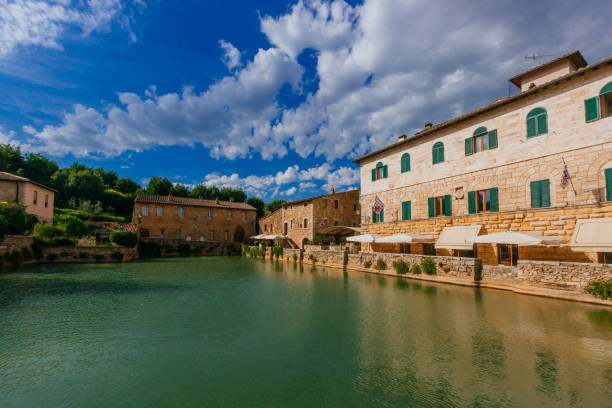 Bath in Bagno Vignoni, Tuscany, Italy stock photo