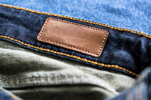 Jeans leather label with copy space on waist