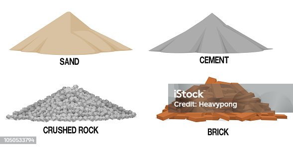 istock Set of construction material ( sand ,cement,crushed rock, brick) on transparent background 1050533794