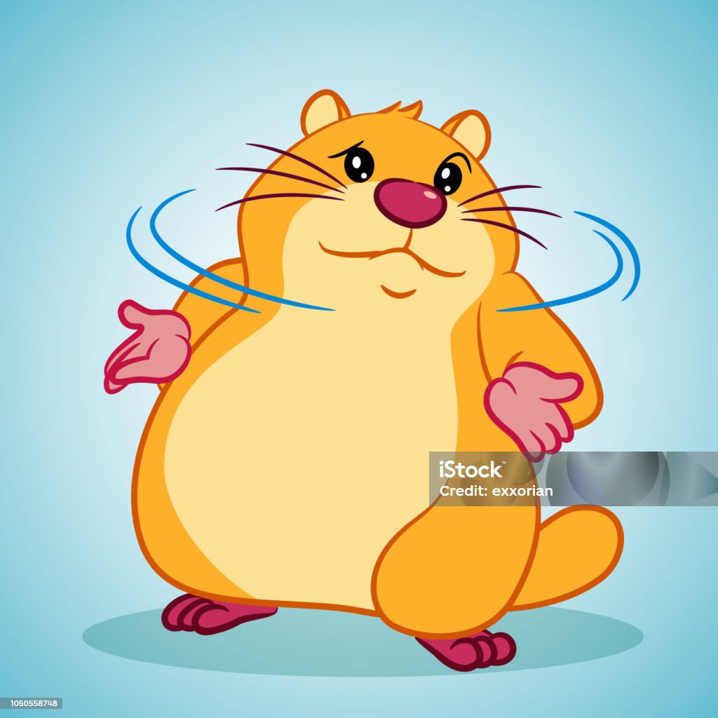 Uncertainty Groundhog Cartoon Character Uncertainty marmot cartoon character with negative emotion. Hamster stock vector