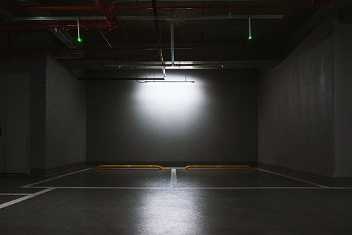 Parking spot in a indoor underground garage