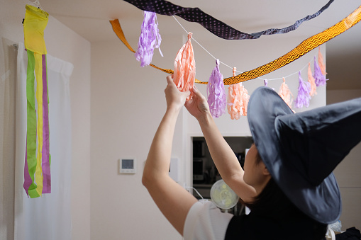 Japanese family enjoying Halloween costume and party