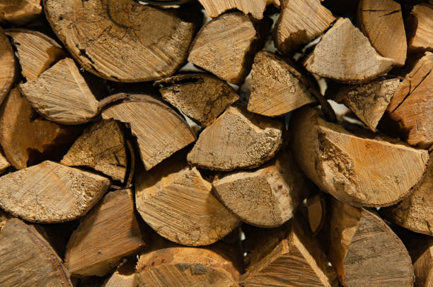 istock Stacked recycled wood, firewood 1050604130