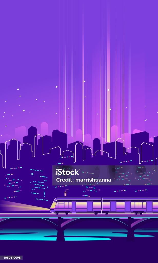 Metropolis Vector Neon Metropolis Vector Stock Illustration - Download Image Now ...