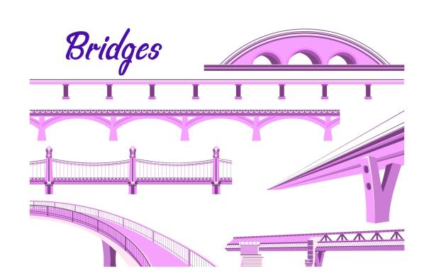 illustrations, cliparts, dessins animés et icônes de collection des ponts isolés - passerelle pont