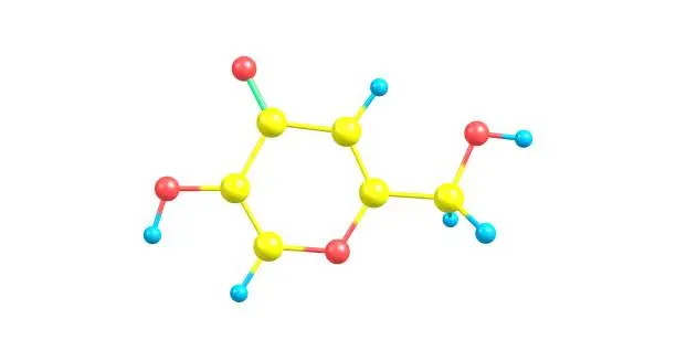 Photo of Kojic acid molecular structure isolated on white