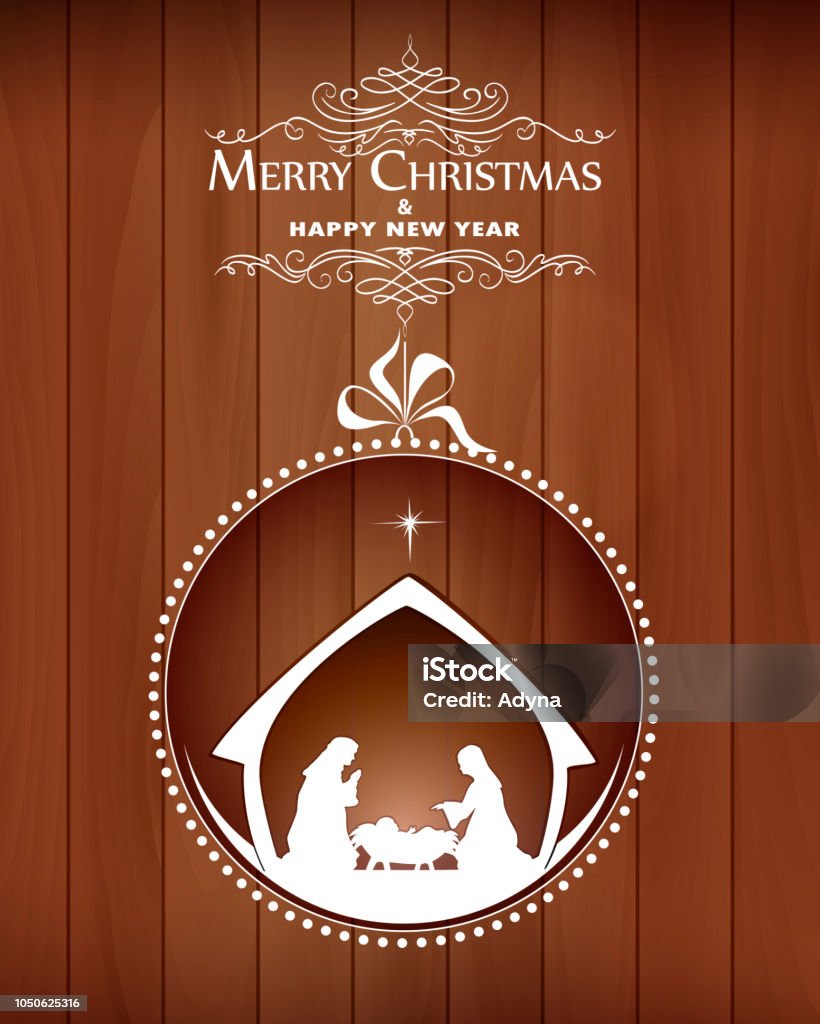 Jesus was Born Nativity Scene Christmas stock vector