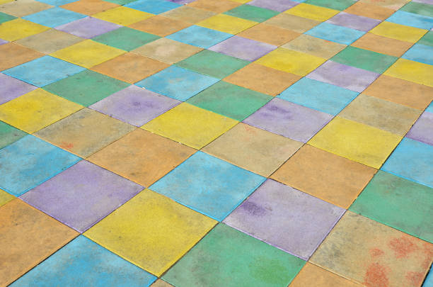 Colorful rubber playground safety mats at park