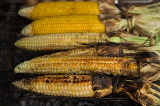 Baked whole corn on the BBQ