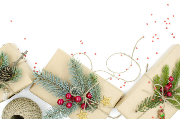 istock Gift boxes for Christmas and New Year are on a white background 1050633750