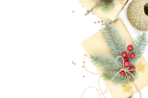 istock Gift boxes for Christmas and New Year are on a white background 1050633844
