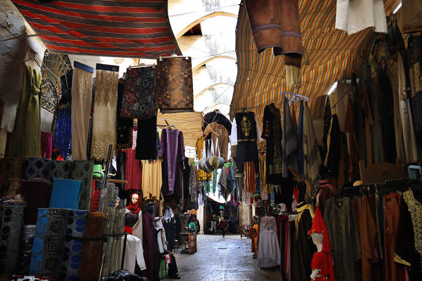 clothes souk, tripoli, lebanon - tripoli imagens e fotografias de stock