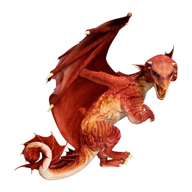 istock 3D illustration fantasy dragon on white 1050640346