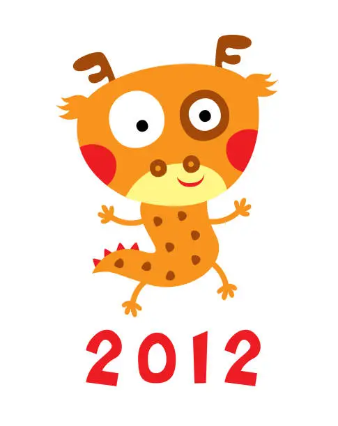 Vector illustration of cute dragon chinese new year greeting