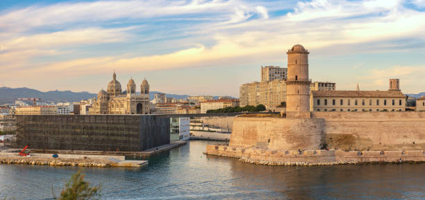 Marseille France, aerial view panorama city skyline at Vieux Port Marseille France, aerial view panorama city skyline at Vieux Port marseille stock pictures, royalty-free photos & images
