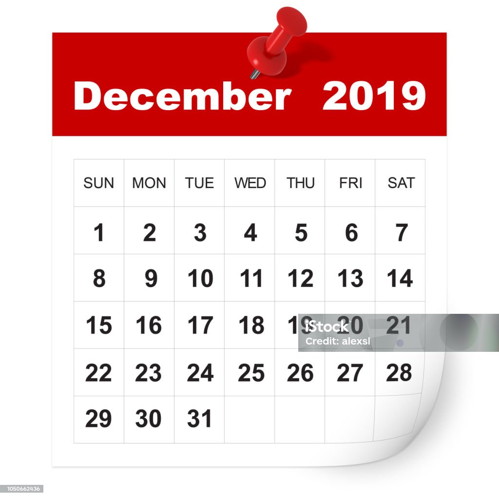 Aralık 2019 takvim - Royalty-free 2019 Stok görsel