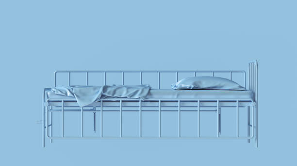 istock Pale Blue Hospital Bed with Adjustable Sides 1050662440