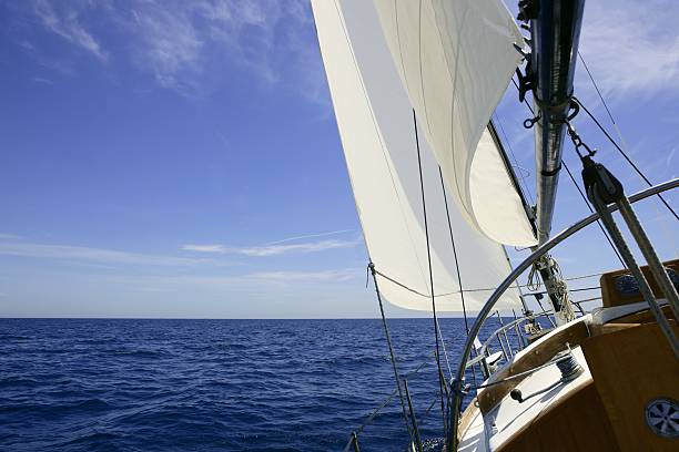 istock Sailboat sailing blue sea on sunny summer day 105067666
