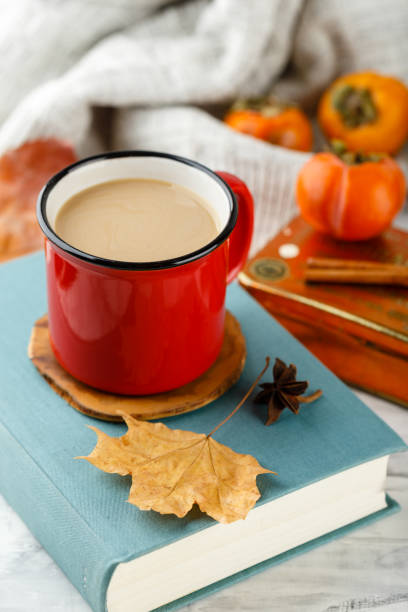 istock Autumn light still life with coffee and book 1050677110