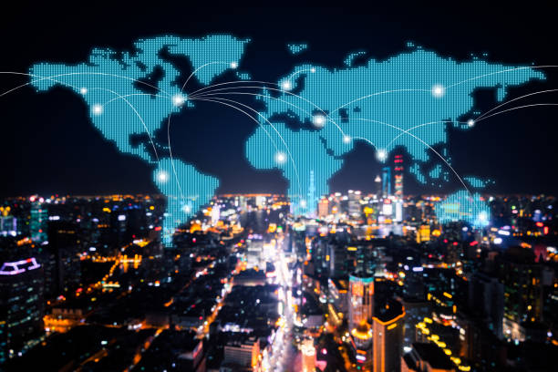 istock Network and world map of China 1050682962