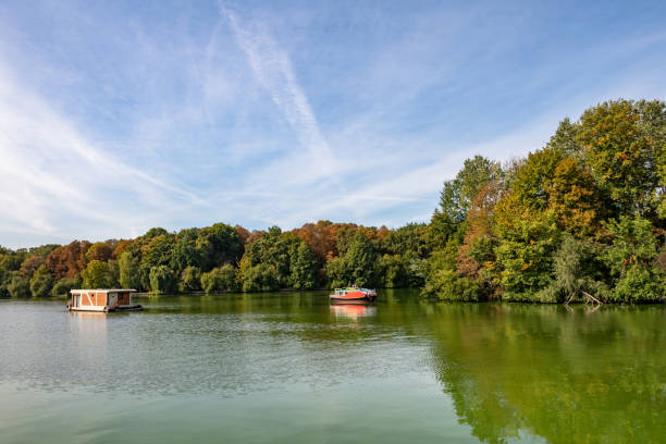 Spree river in Berlin with two boats