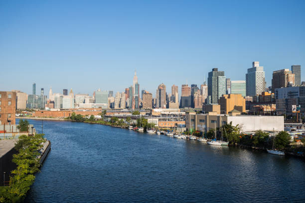 istock View on New York skyline from the Pulaski Bridge in Brooklyn 1050699152