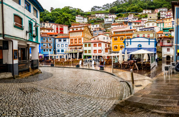 Street view at Cudillero, Asturias, Spain stock photo