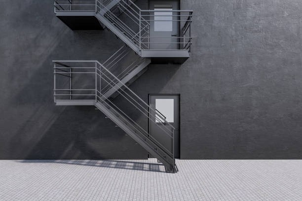 istock Concrete building with fire escape ladder 1050712478