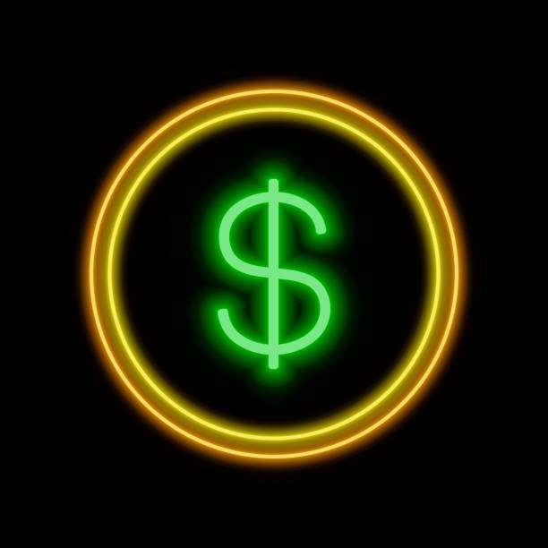istock Coin neon sign. Bright glowing symbol on a black background. 1050712568